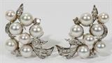 Lot#51, NATURAL JAPANESE PEARL & 1.00CT DIAMOND EARRINGS, L 1"