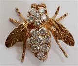 Lot#55, 14KT YELLOW GOLD & DIAMOND FLY PIN