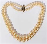 Lot#57, 5MM - 9MM GRADUATED CULTURED PEARL NECKLACE, DOUBLE STRAND, L 15"
