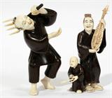 Lot#165, CARVED WOOD & IVORY FIGURES, TWO, H 2 3/4"