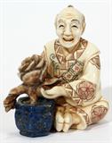 Lot#166, CARVED & POLYCHROME IVORY NETSUKE