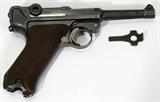 Lot#207, 1915 GERMAN LUGER PISTOL, #7774, 9MM, 1915, L 4" BBL,,having a 3 3/4" blued barrel and frame, stamped 1915 on top of frame, checkered grips, only one magazine, hard leather holster with magazine pouch with wrench pocket and wrench; matching serial numbers; MODERN FIREARM HANDGUN PAPERWORK REQUIRED;