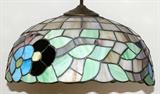 Lot#278, LEADED SLAG AND STAIN GLASS HANGING DOME LAMP, H 12"