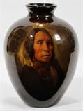 Lot#1008, ROOKWOOD 'LONE ELK-SIOUX INDIAN' POTTERY VASE, BY GRACE YOUNG, 1900, H 8 1/2", DIA 6"