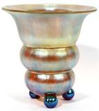 Lot#1011, LOETZ CANDIA PAPILLION GLASS VASE, C. 1920, ATTRIBUTED TO MICHAEL POWOLNY, H 6", DIA 6"