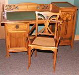 Lot#1027, ART NOUVEAU DESK WITH CHAIR, EARLY 20TH C., H 29"-37", W 58"