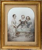 Lot#1060, HAND-PAINTED PORCELAIN PORTRAIT OF THREE CHILDREN, C. 1880, 11" X 9"