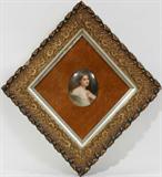 Lot#1061, CONTINENTAL HAND-PAINTED PORCELAIN PORTRAIT MINIATURE SIGNED 'WAGNER', 3 1/4" X 2 3/4", FRAMED