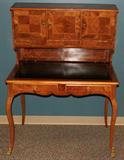 Lot#1107, FRENCH FRUITWOOD PARQUETRY DESK, H 51", W 37", D 23"