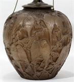 Lot#1164, PHOENIX GLASS VASE, C. 1930, H 10", MOUNTED AS A LAMP, 17" OVERALL