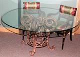 Lot#1180, CONTEMPORARY GLASS TOP DINING TABLE & SET OF ARMCHAIRS (6), WITH BRUNSCHWIG & FILS UPHOLSTERY