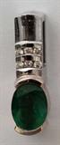LOT #1268, 14KT WHITE GOLD, EMERALD & DIAMOND PENDANT