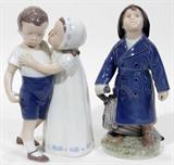 LOT #1399, BING & GRONDAHL AND ROYAL COPENHAGEN PORCELAIN FIGURES, TWO, H 7"