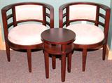 LOT #1419, CONTEMPORARY PAIR OF ARMCHAIRS & A TABLE