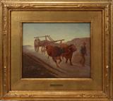LOT #2007, FREDERIC REMINGTON (AMERICAN 1861-1909), ORIGINAL OIL ON CANVAS, 14" X 17", UTAH LANDSCAPE WITH OXEN