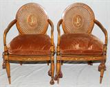 LOT #2026, ADAMS STYLE OPEN ARM CHAIRS, PAIR, H 37"