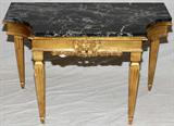 LOT #2030, GILT, CARVED WOOD & MARBLE PIER MIRROR, H 91" AND CONSOLE TABLE, W 31", D 16"