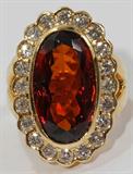 LOT #2045, 15.02CT ORANGE MANDARIN SPESSARTITE GARNET & 2.00, DIAMOND RING, SIZE 8