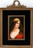 LOT #2056, KPM PRCELAIN PLAQUE HAND PAINTED BY WAGNER, 5 7/8" X 4", 'PORTRAIT OF A BEAUTY'