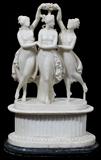 LOT #2119, CARVED ALABASTER 'THREE GRACES' SCULPTURE, MOUNTED AS A LAMP, H 18", L 11"