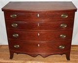 LOT #2126, HEPPLEWHITE STYLE CHERRY BOW FRONT CHEST, H 35", L 42", D 21"