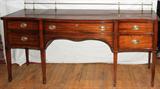 LOT #2128, KINDEL SHERATON STYLE MAHOGANY SIDEBOARD, H 35", L 72", D 21"