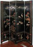 LOT #2151, CHINESE COROMANDEL LACQUER FOUR-PANEL SCREEN, H 72", W 64"