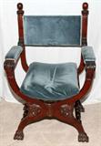 LOT #2349, ITALIAN RENAISSANCE STYLE ITALIAN CARVED OAK ARMCHAIR
