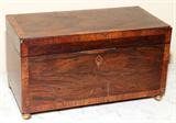 LOT #2361, ENGLISH ROSEWOOD TEA CADDY, CIRCA 1840, H 8", W 6", L 14"