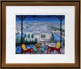 LOT#28  FANCH [FRANCOIS LEDAN] SERIGRAPH 17 1/2" X 21 1/4" "OVER ILE ST. LOUIS, Signed in ink lower right and numbered edition 947/950.  Framed and matted under glass.