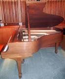LOT#34  STEINWAY & SONS GRAND PIANO, H 37", W 71", L 56", Walnut wood with bench.  L3187, L2, 476132, L358