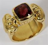 LOT#141  FREDERICA 2.30CT NATURAL TOURMALINE & GOLD RING, 5, 18kt gold.  16.5 grams.