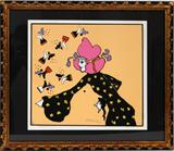 LOT#163  PETER MAX, COLORED SERIGRAPH, '72, 16" X 18", Signed center right, embossed lower left. Numbered 289 of 300. gilt carved wood framed, under glass.
