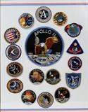 LOT#308  APOLLO SPACE PROGRAM, CREW MISSION PATCHES, 1963-1972, 17 PCS., includes patches from Apollo 1 & 7 thru 17; also includes a large patch "Apollo 11, 1969 - 1984 25", Twenty Year Commemorative Patch, 10" Dia.; "Apollo 11, 1969 20th. Anniversary 1989" mission patch; one Apollo Program Insignia patch inscribed: "Apollo NASA"; Apollo 14 mission back-up crew mission patch Depicting cartoon characters "Roadrunner" and Wylie Coyote"; one Apollo 13, 25 year commemorative patch. Unframed and mounted on artist board.