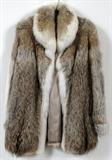 LOT#355  COYOTE WITH FOX TRIM 3/4 FUR COAT 'LJM' MONOGRAM, NO LABEL. 1
