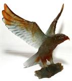 LOT#1013  DAUM PATE DE VERRE EAGLE, H 9 1/4", W 10 3/4", Signed and numbered "Daum France, 272/1000" at the underside.