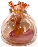 LOT#1015  JOHN LITTLETON & KATE VOGEL GLASS BAG, 1982, H 13", Signed and dated 1982.
