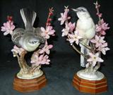 LOT#1072  DOROTHY DOUGHTY ROYAL WORCESTER MOCKINGBIRDS, H 12", With stands.  Marked.