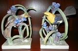 LOT#1077  DOROTHY DOUGHTY ROYAL WORCESTER YELLOW HEADED BLACK BIRDS, PAIR, H 10 1/2"