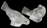 LOT#1168  LALIQUE CRYSTAL BIRDS, TWO, H 3 1/2", Each is signed "Lalique, France".