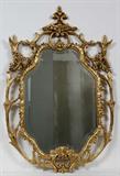 LOT#1248  GEORGIAN STYLE OVAL GILT MIRROR, H 49", W 39", Phoenix birds perched on sides, pagoda style crest.