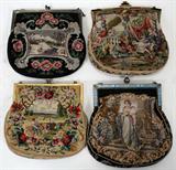LOT#1302  PETIT POINTE EVENING PURSES FOUR, Interesting and unusual frames.