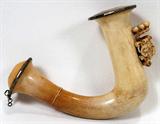 LOT#1406  MEERSCHAUM PIPE BOWL CARVED WITH COAT OF ARMS, 19TH C., L 4", Carved in high relief with a crown above a coat of arms.  Mounts are not marked.  Measures L.4" x 4 3/4".