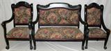 LOT#1460  AMERICAN PARLOR SUITE, THREE PIECES, Each piece featuring needlepoint style upholstery.