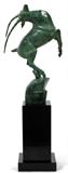 LOT#2016  MARSHALL FREDERICKS (AMERICAN 1908-1998), SCULPTURE "GAZELLE" 10 3/4" X 6", On a black marble plinth, H 7". Signed on rock formation.
