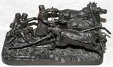 LOT#2022  E. HALK (RUSSIAN 19TH C.), BRONZE SCULPTURE, H 9", L 18", D 9", "TROIKA II", Cyrillic signed.