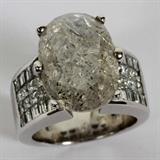 LOT#2061  10 CT. TW DIAMOND OVAL  STONE SET 14KT RING , 20 ROUND, 20 SQUARE DIAMONDS