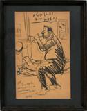LOT#2085  GEORGE BENJAMIN LUKS (US 1867-1933), CHARCOAL DRAWING, 1925, C. 16" X 10 1/2", "TIME OFF FOR MUSIC", Inscribed "H. Geo. Luks for Will Luks Exeche"; dated and titled; framed.