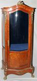 LOT#2200  FRENCH EMPIRE STYLE MARQUETRY INLAID VITRINE, H 73", W 30", D 18", No interior shelves or key present.