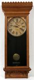 LOT#2322  WM. L. GILBERT CLOCK CO., WINSTED, CT. CARVED OAK, EASTLAKE REGULATOR WALL CLOCK, 19TH C., 41" X 19"
